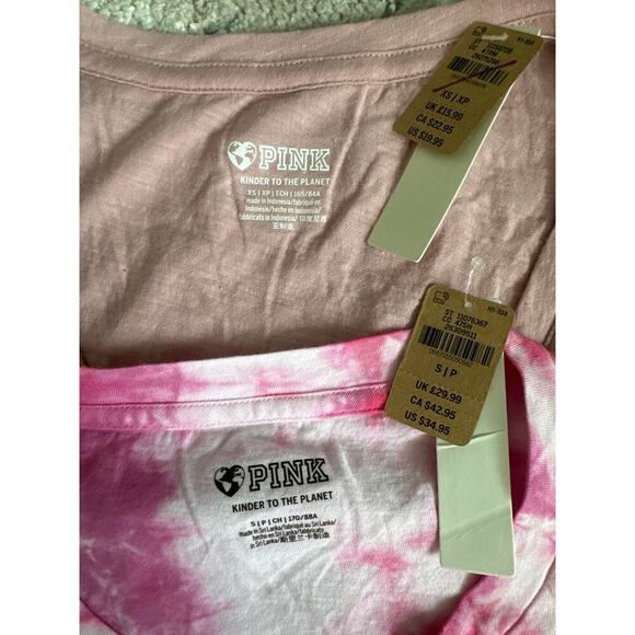 Pink Victoria Secret t‎ shirt bundle pink XS and Small New - Picture 4 of 6